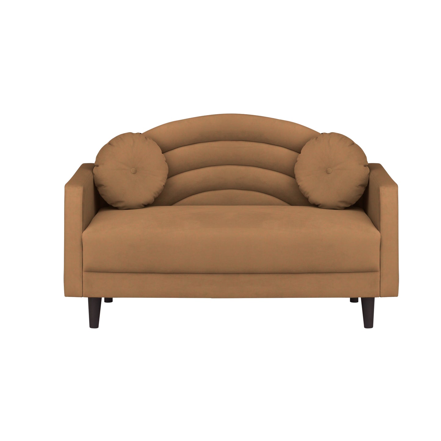 Isabel Round Quilted Back Fabric Sofa - Brown