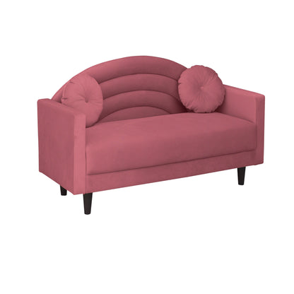 Isabel Round Quilted Back Fabric Sofa - Dark Pink