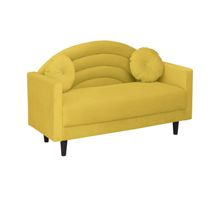 Isabel Round Quilted Back Fabric Sofa - Yellow