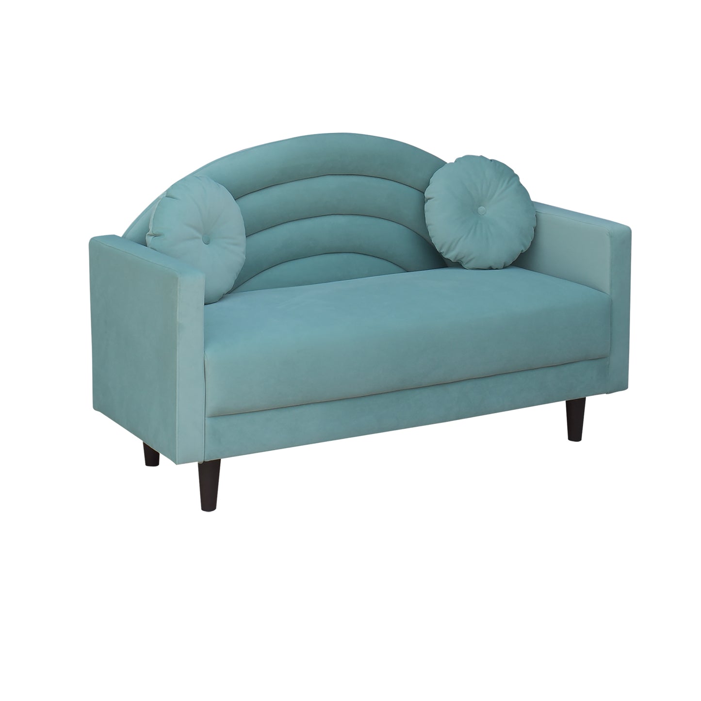 Isabel Round Quilted Back Fabric Sofa - Sea Green