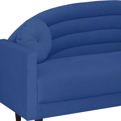 Isabel Round Quilted Back Fabric Sofa - Blue