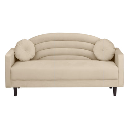 Isabel Round Quilted Back Fabric Sofa - Beige