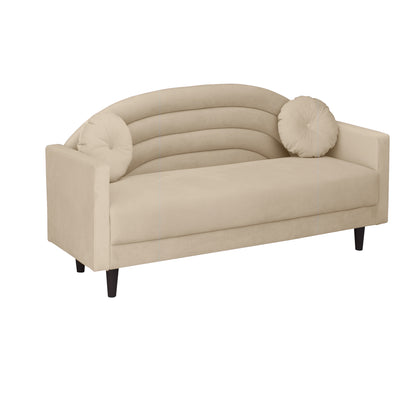 Isabel Round Quilted Back Fabric Sofa - Beige