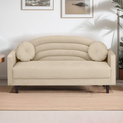 Isabel Round Quilted Back Fabric Sofa - Beige