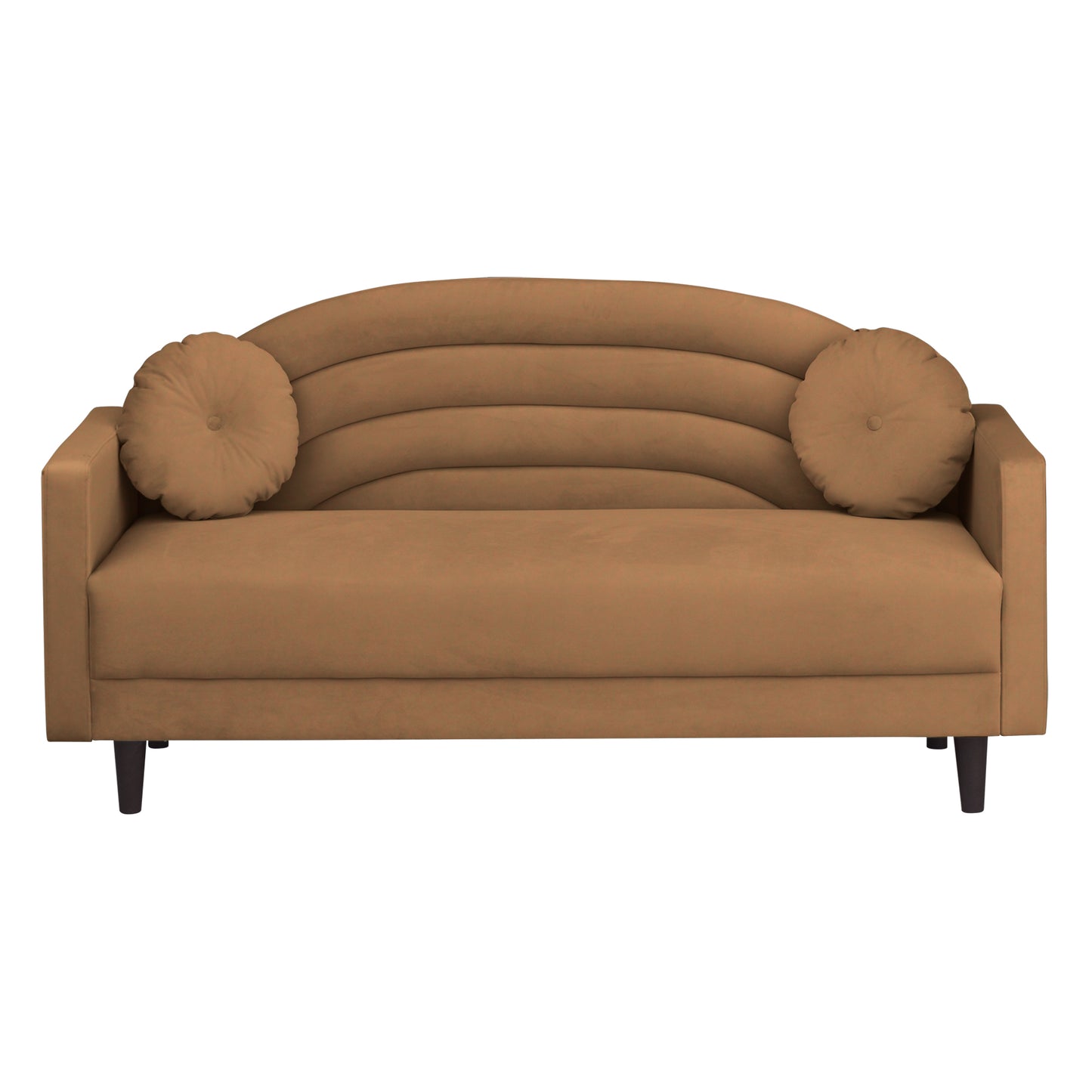 Isabel Round Quilted Back Fabric Sofa - Brown