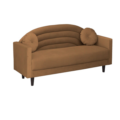 Isabel Round Quilted Back Fabric Sofa - Brown