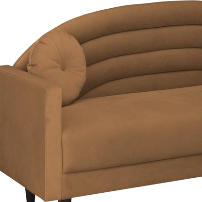 Isabel Round Quilted Back Fabric Sofa - Brown