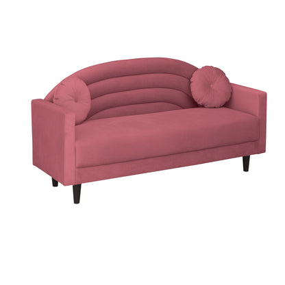 Isabel Round Quilted Back Fabric Sofa - Dark Pink