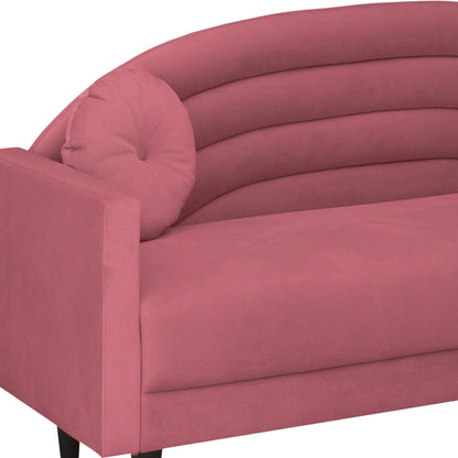 Isabel Round Quilted Back Fabric Sofa - Dark Pink