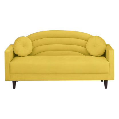 Isabel Round Quilted Back Fabric Sofa - Yellow