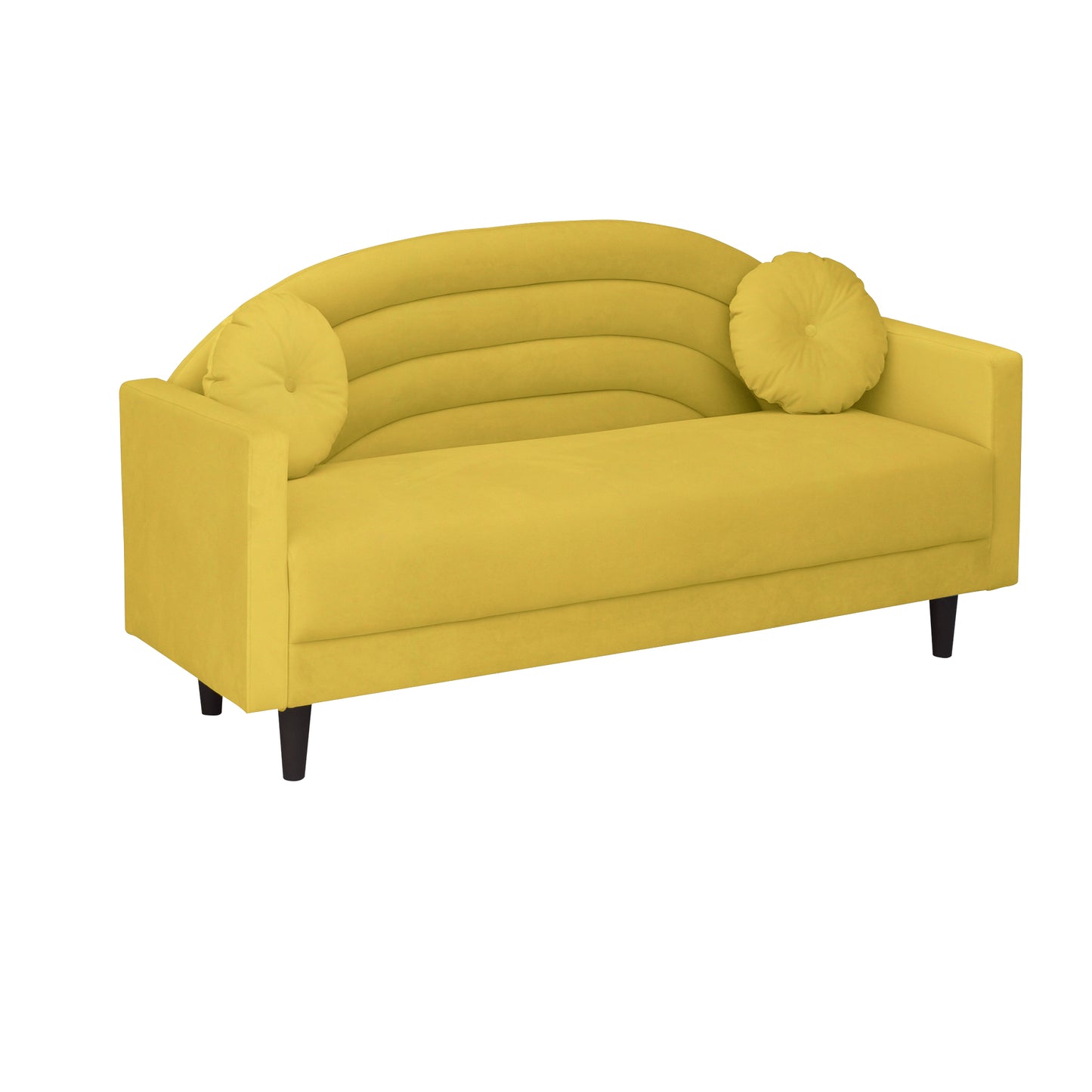 Isabel Round Quilted Back Fabric Sofa - Yellow