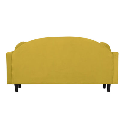 Isabel Round Quilted Back Fabric Sofa - Yellow