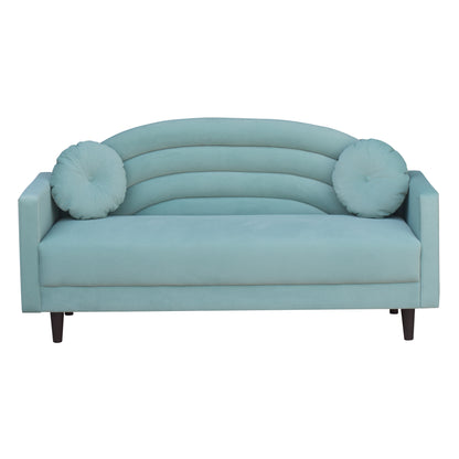 Isabel Round Quilted Back Fabric Sofa - Sea Green