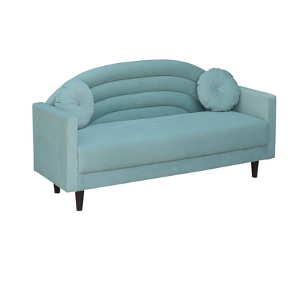 Isabel Round Quilted Back Fabric Sofa - Sea Green