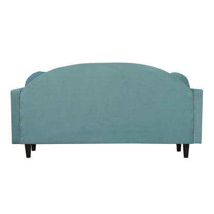 Isabel Round Quilted Back Fabric Sofa - Sea Green