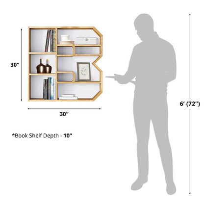Bookshelf Alphabet "B" In Mango Wood Natural Polish Shade For  Books & Decor