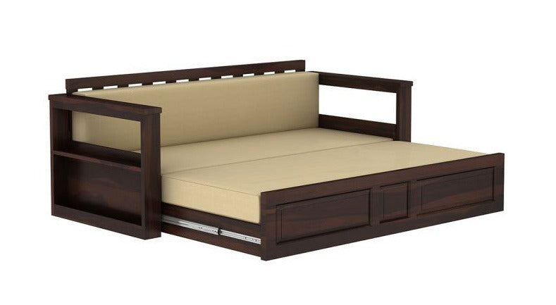 Sofa Cum Bed With Mattresses - Walnut