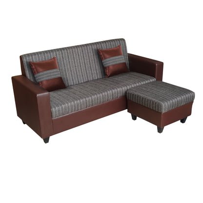 Cornelia Fabric 4 Seater (3 Seater + Ottoman) Sofa - Brown