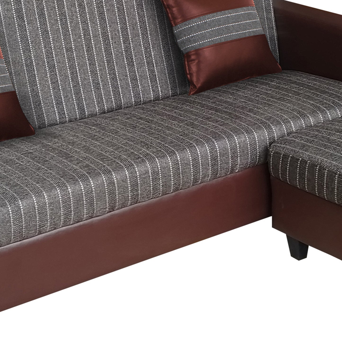 Cornelia Fabric 4 Seater (3 Seater + Ottoman) Sofa - Brown