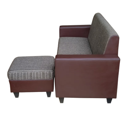 Cornelia Fabric 4 Seater (3 Seater + Ottoman) Sofa - Brown