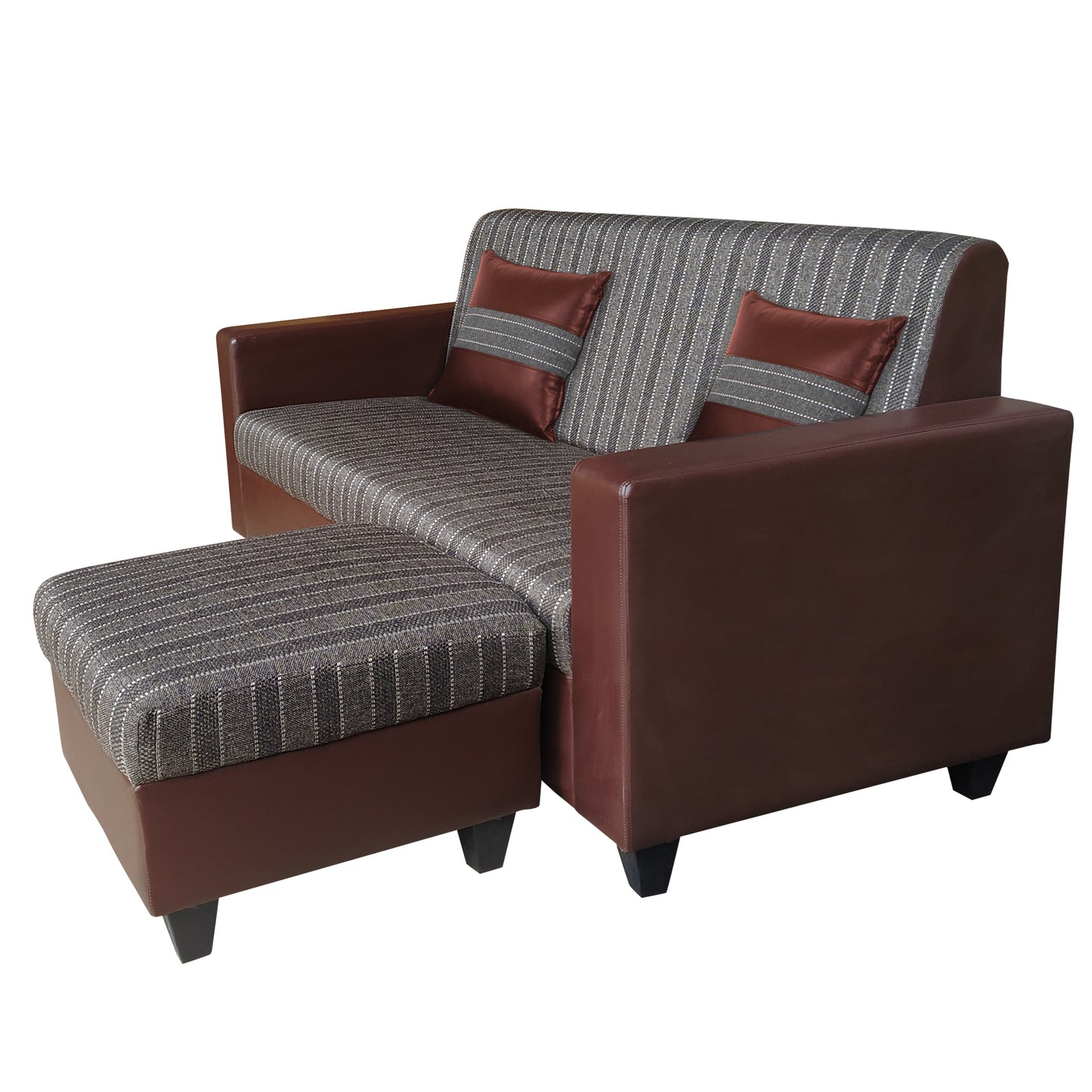 Cornelia Fabric 4 Seater (3 Seater + Ottoman) Sofa - Brown