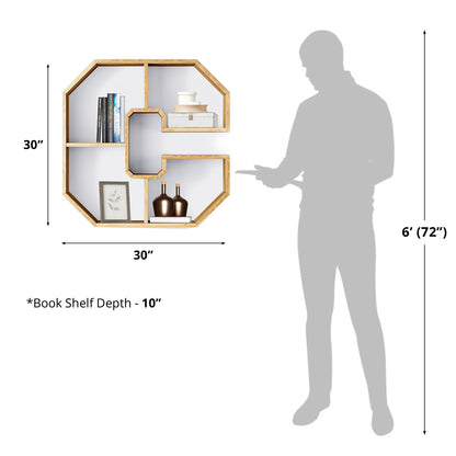 Bookshelf Alphabet "C" In Mango Wood Natural Polish Shade For  Books & Decor