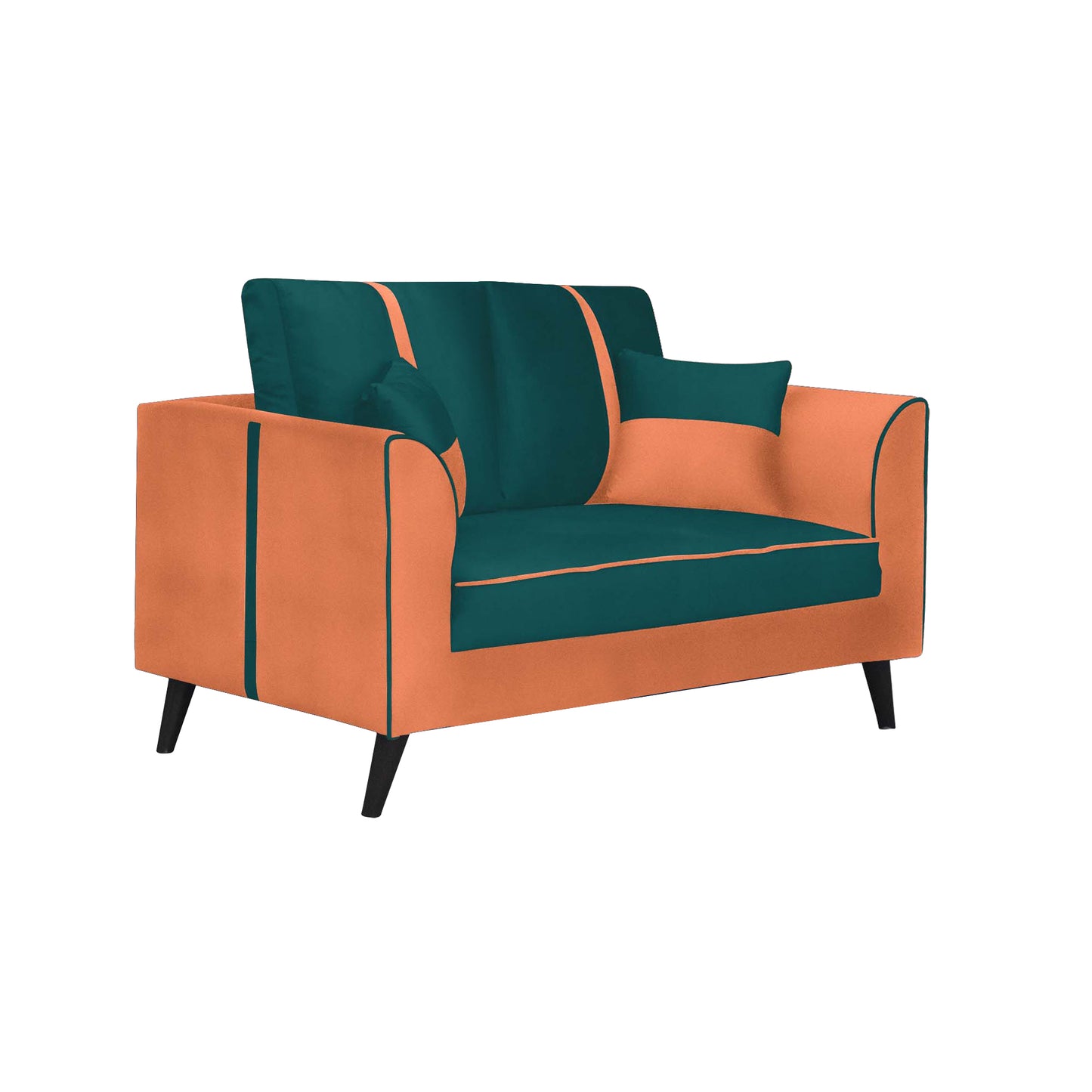 Mason Cushion Back Fabric Sofa - Orange & Green