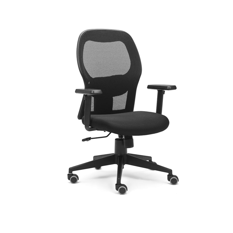 Casanova - Mid-Back Ergonomic Chair/Study Chair/Revolving Chair/Computer Chair for Work from Home & Office - Black