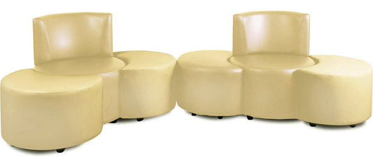 Olympian - Ivory Leatherite Modular Sofa (Sofa Pouffe)