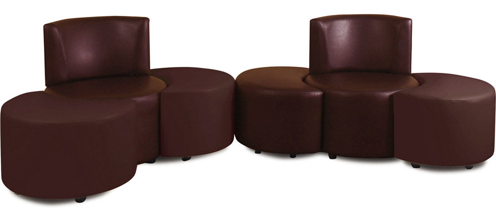 Olympian - Wine Red Leatherite Modular Sofa (Sofa Pouffe)