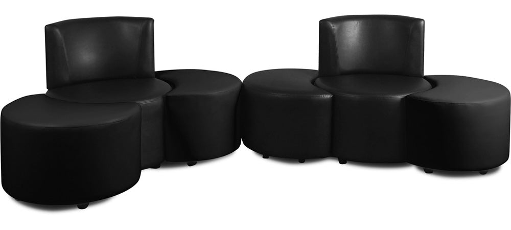 Olympian - Tarmac Black Leatherite Modular Sofa (Sofa Pouffe)