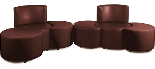 Olympian - Garnet Cherry Leatherite Modular Sofa (Sofa Pouffe)