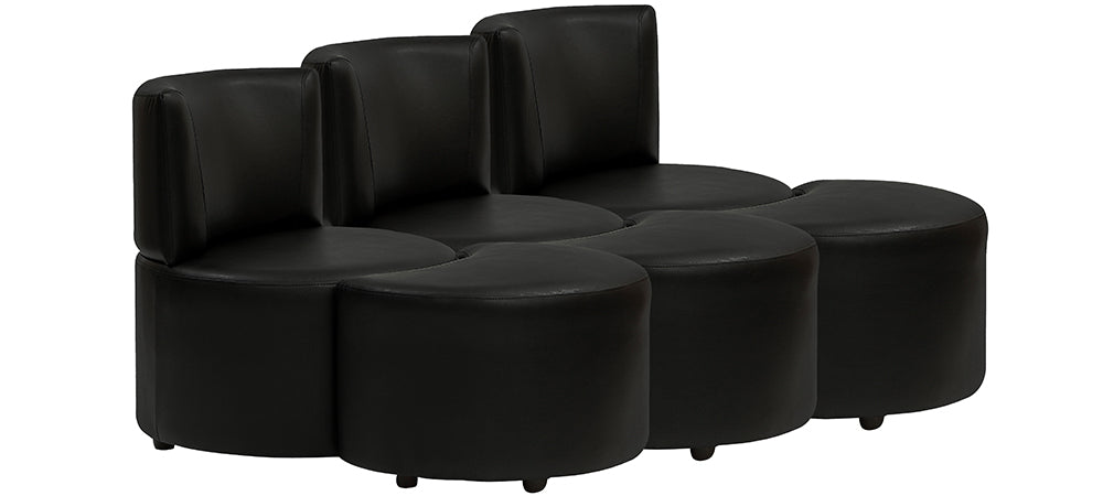 Olympian - Tarmac Black Leatherite Modular Sofa 3SS-3P Set