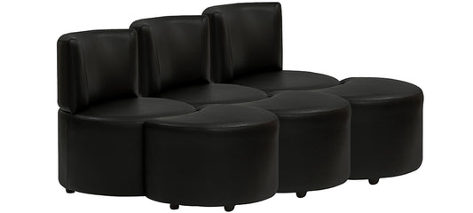 Olympian - Tarmac Black Leatherite Modular Sofa (3SS - 3P Set)