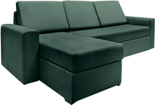 Haven - Calypso Green Fabric Sectional Sofa Bed (2 Seater + Lounge)