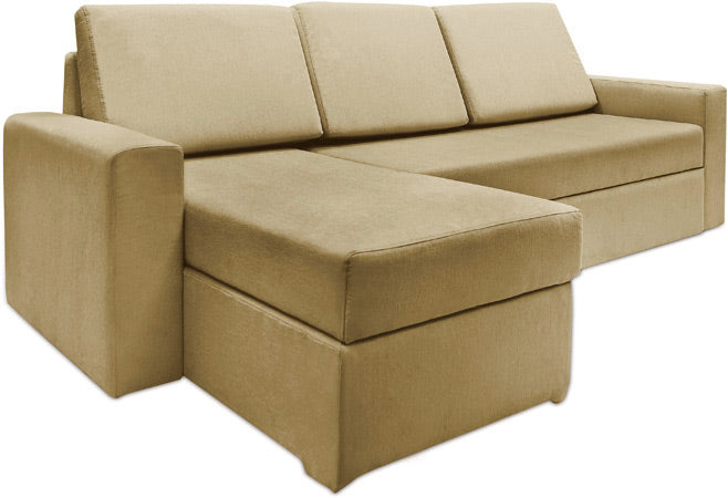 Haven - Victorian Gold Fabric Sectional Sofa Bed (2 Seater + Lounge)