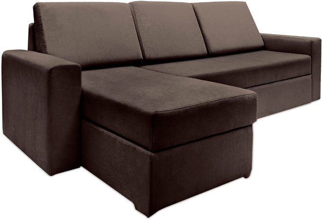 Haven - Earth Brown Fabric Sectional Sofa Bed (2 Seater + Lounge)