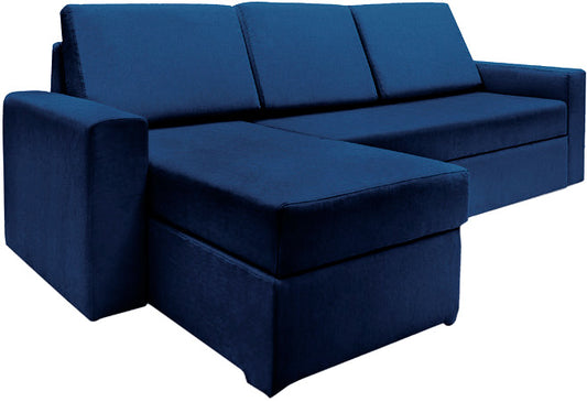 Haven - Midnight Blue Fabric Sectional Sofa Bed (2 Seater + Lounge)