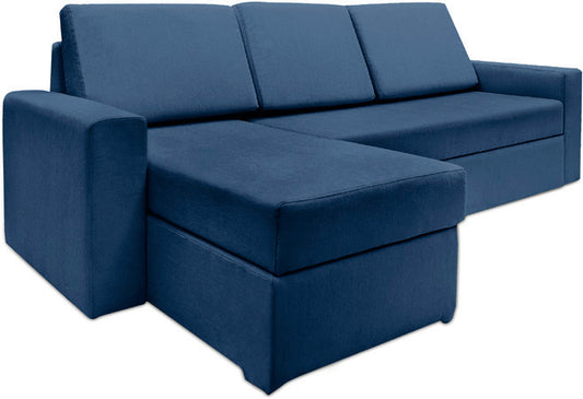 Haven - Persian Blue Fabric Sectional Sofa Bed (2 Seater + Lounge)