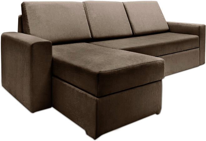 Haven - Wheat Brown Fabric SectionalSofaBed 2 Seater + Lounge