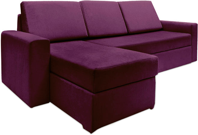 Haven - Dark Berry Fabric Sectional Sofa Bed (2 Seater + Lounge)