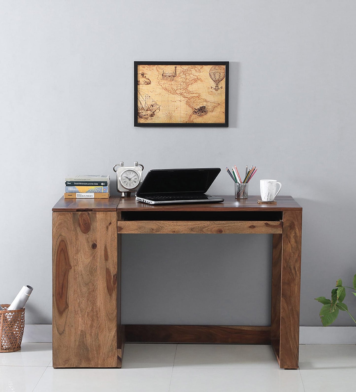 Abner Sheesham Wood Writing Table In Walnut Finish