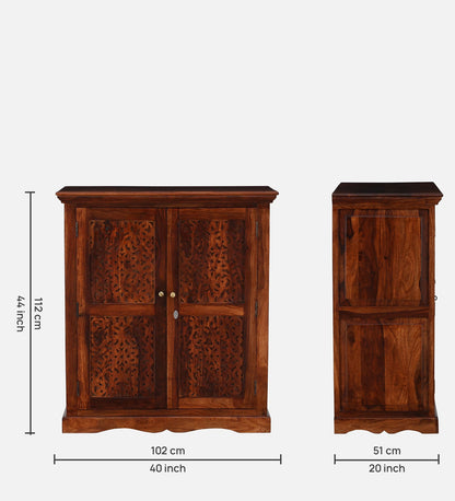 Sheesham Wood Bar Cabinet In Honey Oak Polish Finish