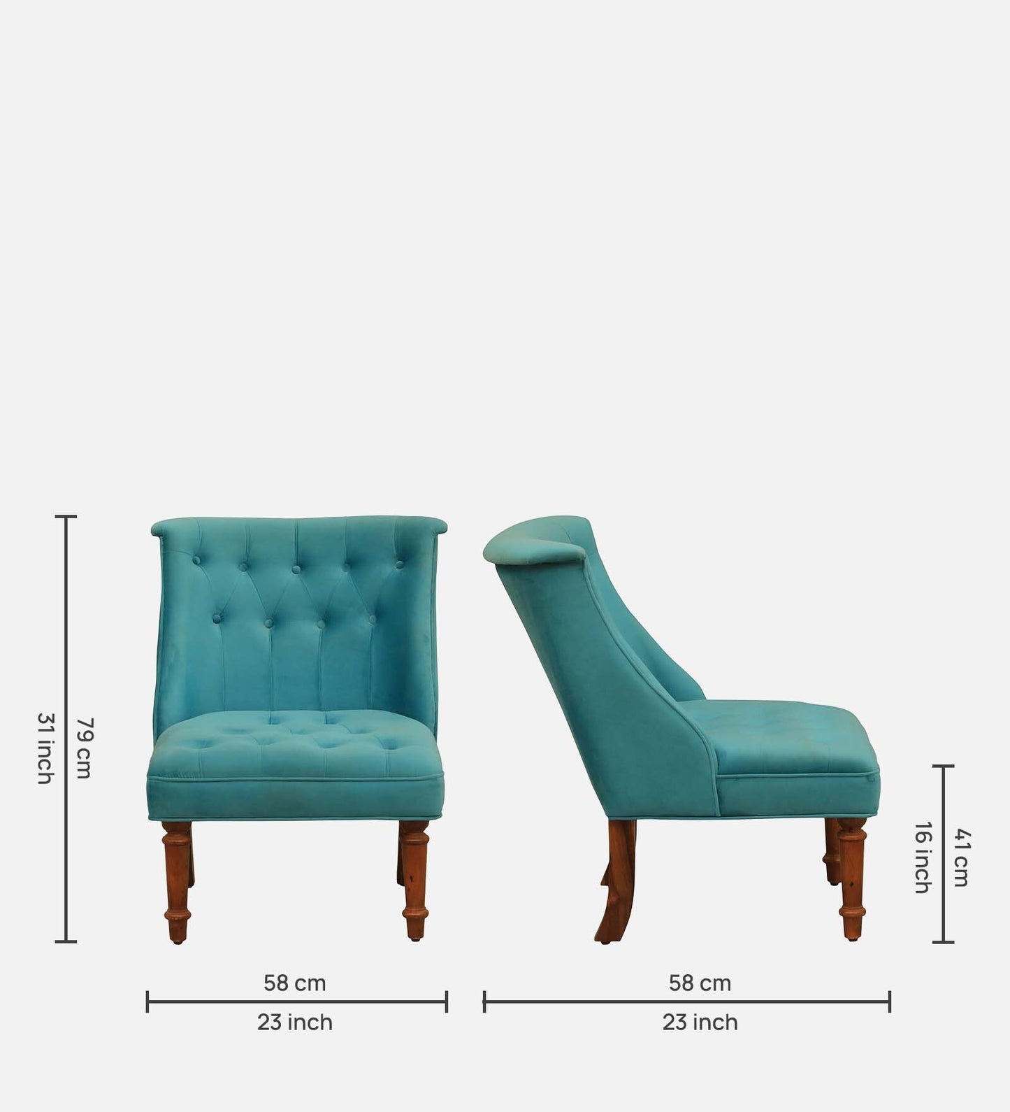 Velvet Chair In Aqua Colour