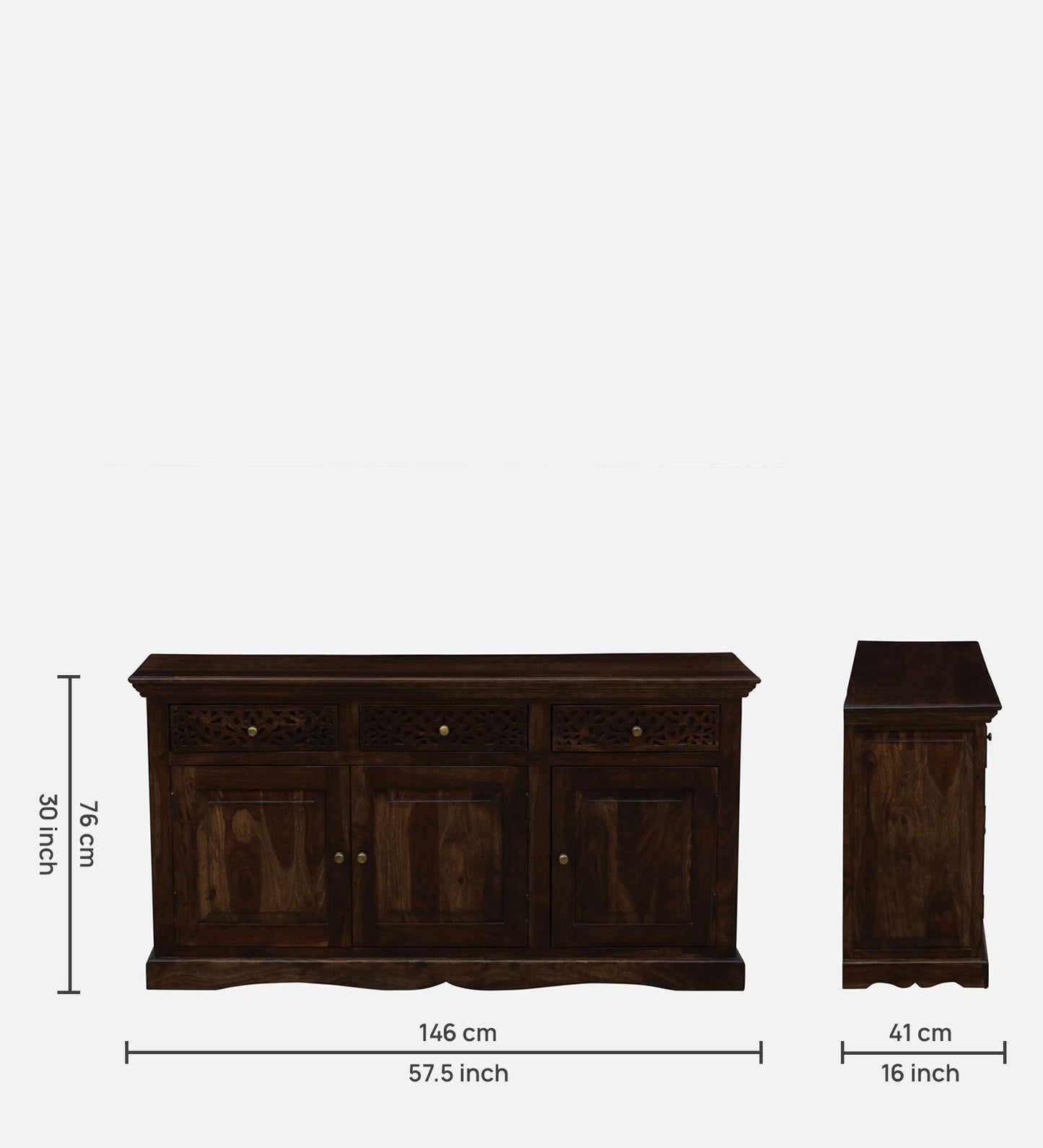 Kairav - Sheesham Wood Sideboard In Provincial With Drawers & Storage