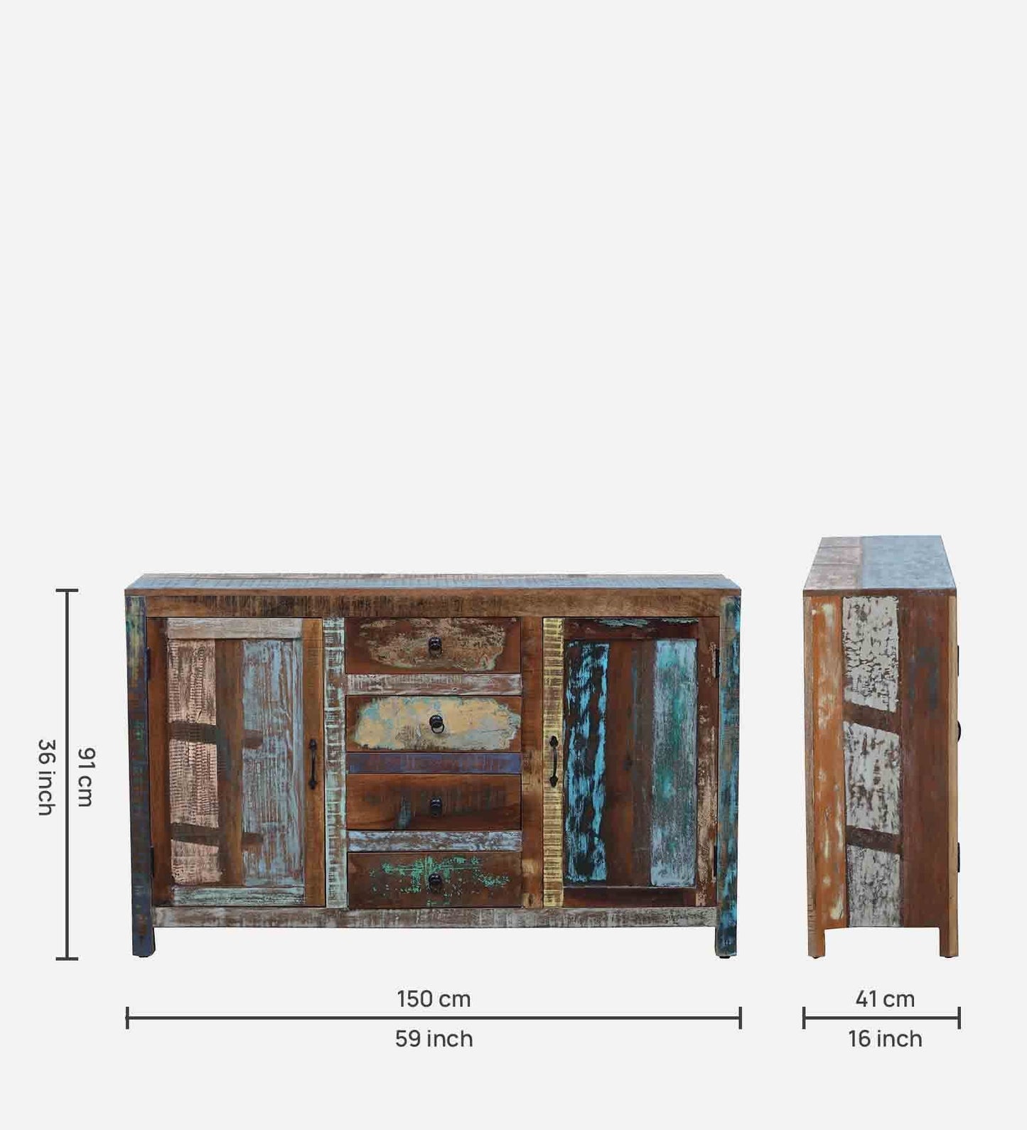 Janet - Solid Wood Sideboard In Distress Finish