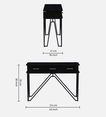 Divine - Console Table With Metal Powder Coated Legs In Black & Dark Polish Wooden Top