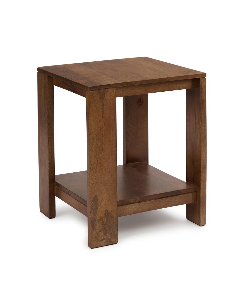 Solid Wood Side Table In Walnut Finish