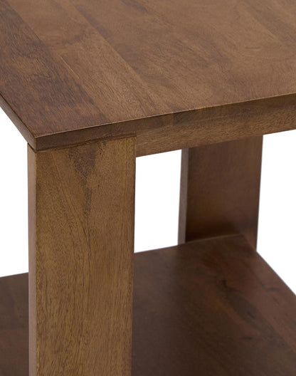 Solid Wood Side Table In Walnut Finish