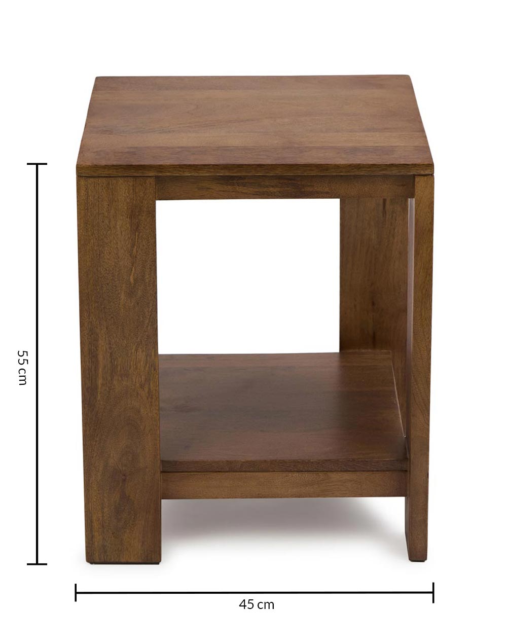 Solid Wood Side Table In Walnut Finish